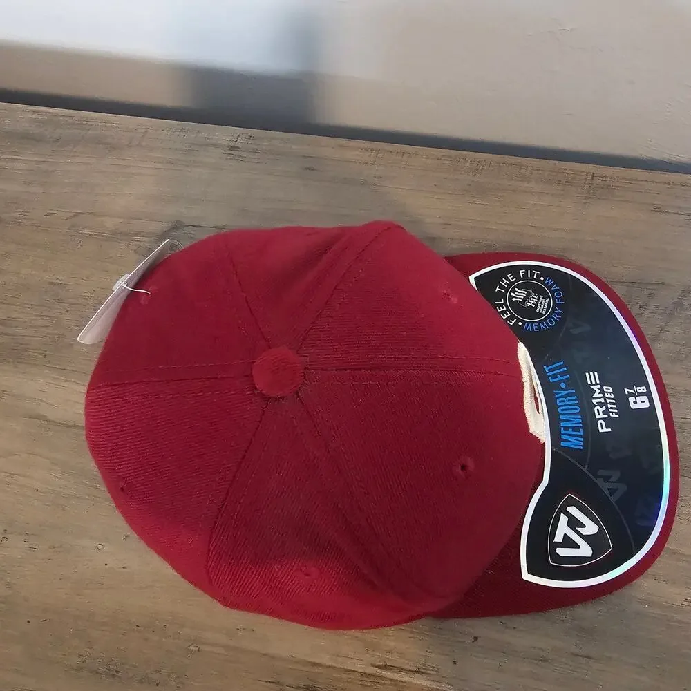 Oklahoma University Fitted Hat Cap Red Sz 6 7/8 OU Sooners NCAA SEC Preppy TOW